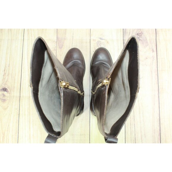 Michael Michael Kors Arley Riding Boot Brown Leather Size 7.5 M - Picture 9 of 12